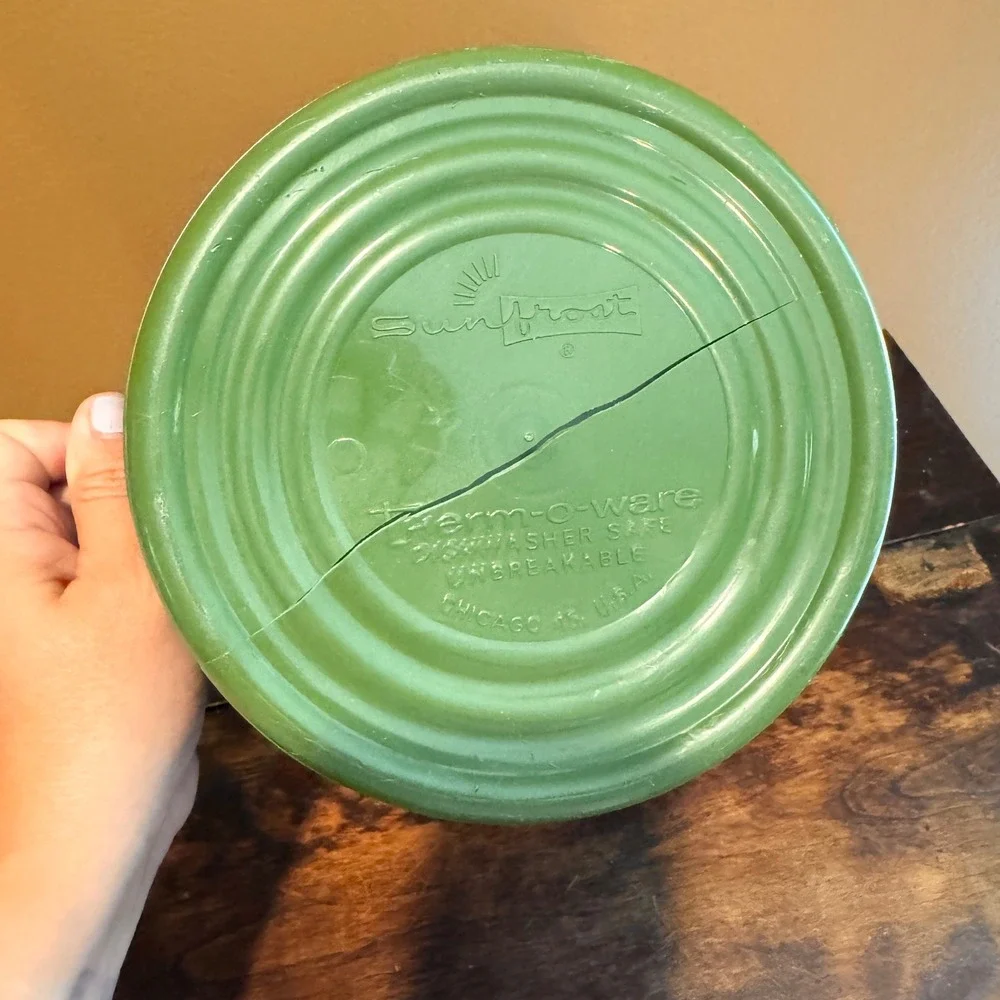 Vintage Sunfrost Thermo-O-Ware Ice Bucket Green White‎ Mid Century Barware